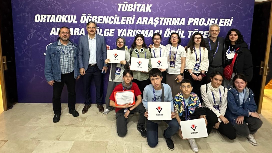 Bolu BİLSEM'den TÜBİTAK Ortaokul Öğrencileri Araştırma Projeleri Ankara Bölge Yarışması Finallerinde Büyük Başarı